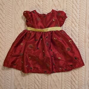 George Red and Gold Kids Holiday Dress